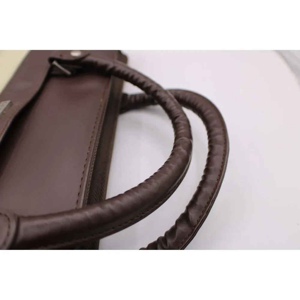 Day Runner Briefcase Planner Organizer Leather Canvas Zipper Handle Brown Green - Picture 14 of 14